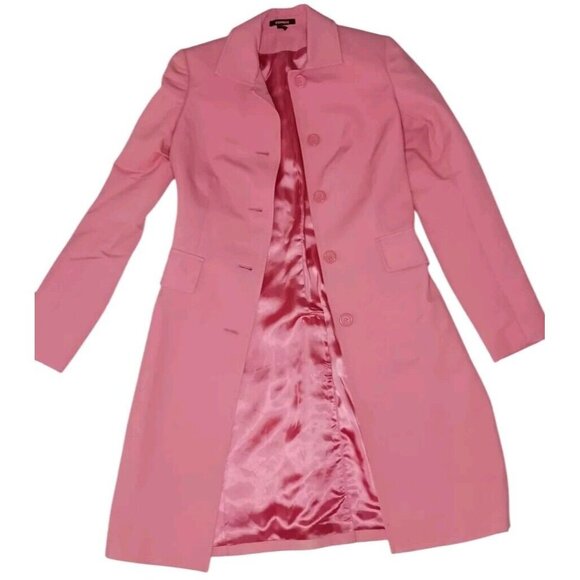 EXPRESS Trench Blazer Rain Topper Coat Pink Mid Length Womens XS Career EUC - Picture 9 of 12